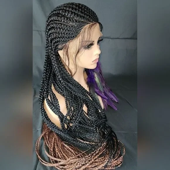 Braided wigs 100% handmade, long braids, long wig, stunning feeding cornrows - Picture 3 of 15